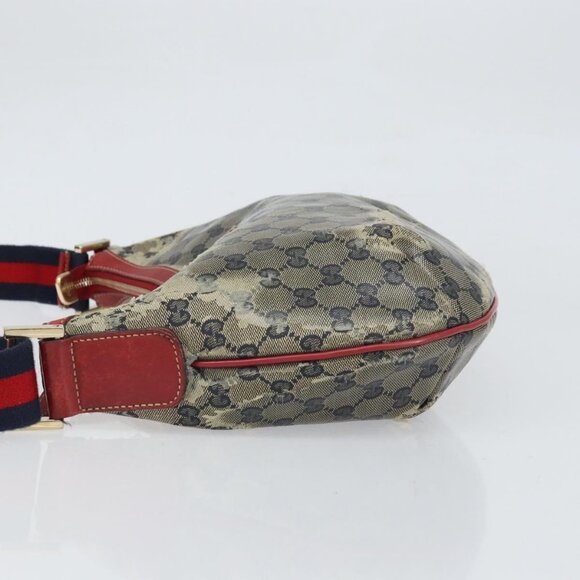 Authentic GUCCI GG Crystal Shoulder Bag Coated Canvas Navy Gold 181092 - Picture 11 of 16